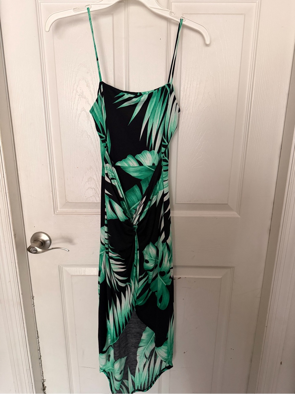 Sabora Black and Green Tropical High-Low Maxi Dress